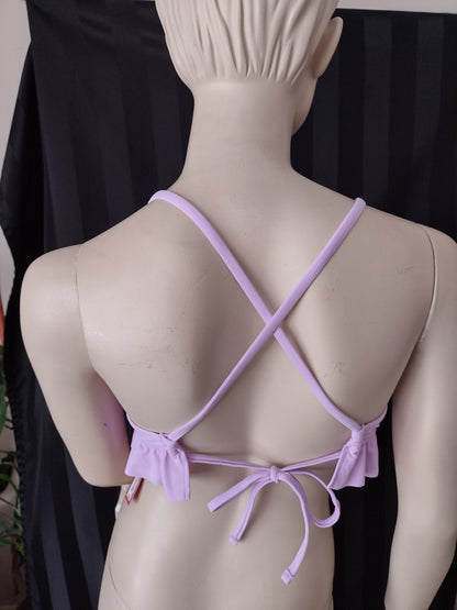 Frill Bikini Top Junior Style Lavender Size L (8-10), and Cheeky Bottoms Size M (4-6) & XL(12-14)