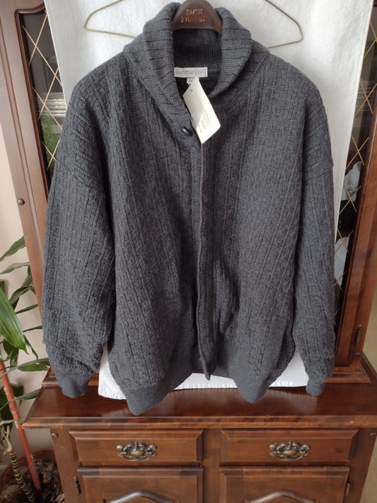 Men's Lined Wool Sweater Coat Made in Italy Gray Size L