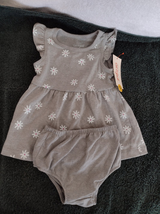 Baby Girl 2 Piece Dress & Panty Set Gray 6-9M