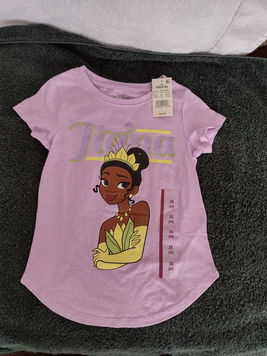 Girl's Disney Princess T-Shirt  with "Tiara" Lilac Heather Size XS (4/5)