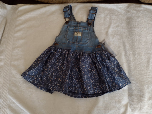 Toddler Oshkosh Floral & Denim Jumper Dress Size 2T