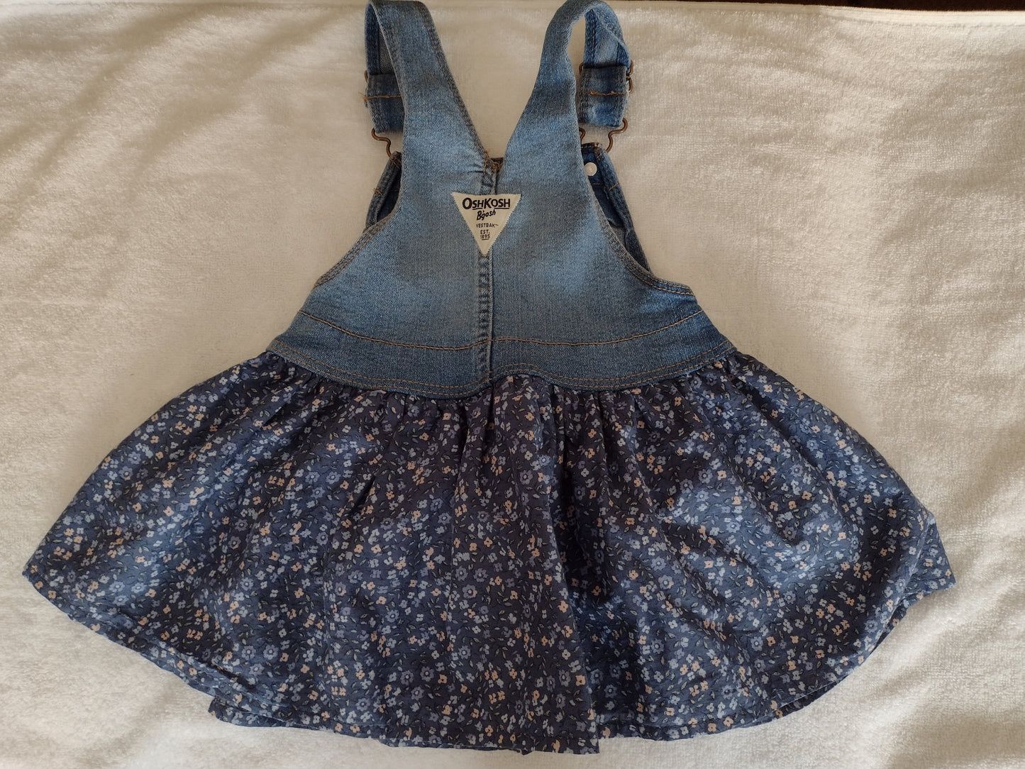 Toddler Oshkosh Floral & Denim Jumper Dress Size 2T