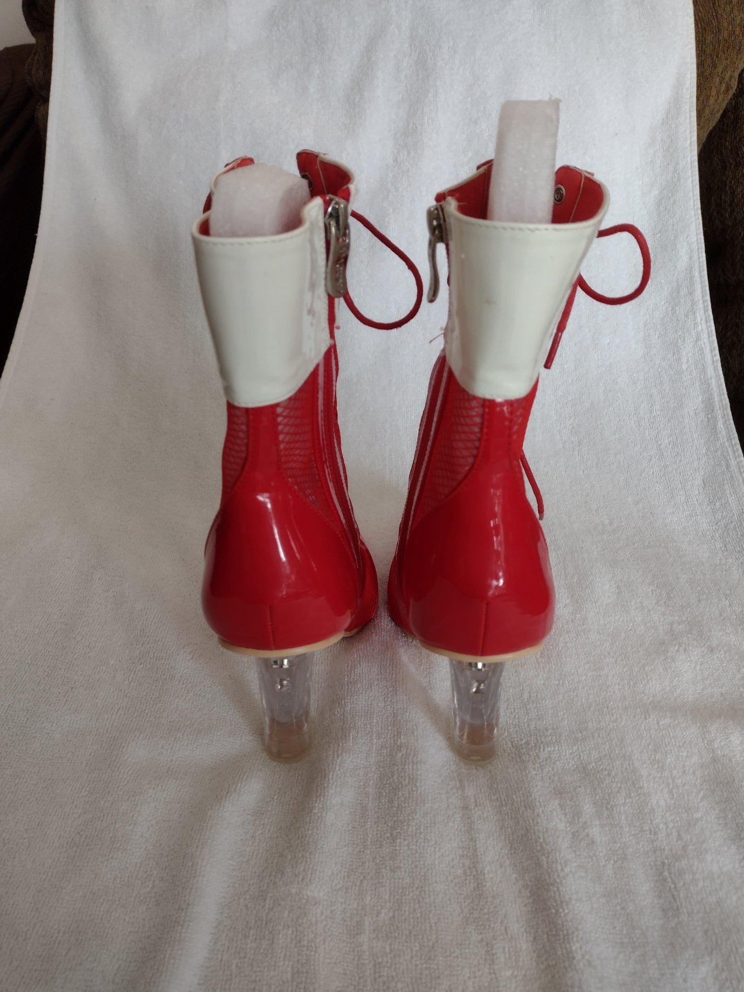 Women's Mid-Calf Ankle Bootie Red/White 312-1 Sizes 5.5, 6, 6.5, 7, 7.5, 8