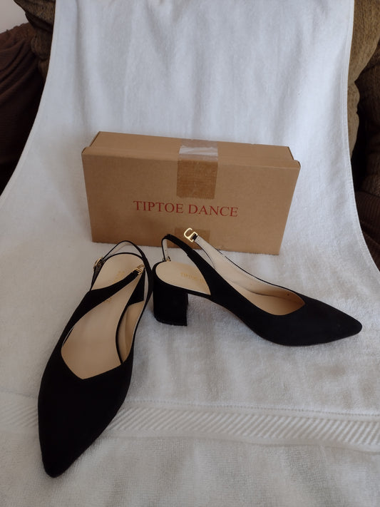 Tiptoe Dance Style 0698-7 Black Velvety Sandal Sizes 6, 7, 7.5, 8.5, 9, 10