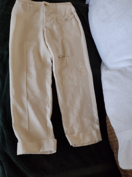 Women's Cuffed Lightweight Pants Size 12 Cream