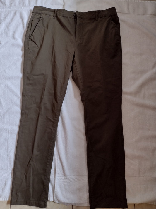 Men's Slim Fit Cotton Chino Pants Green 34Wx32L