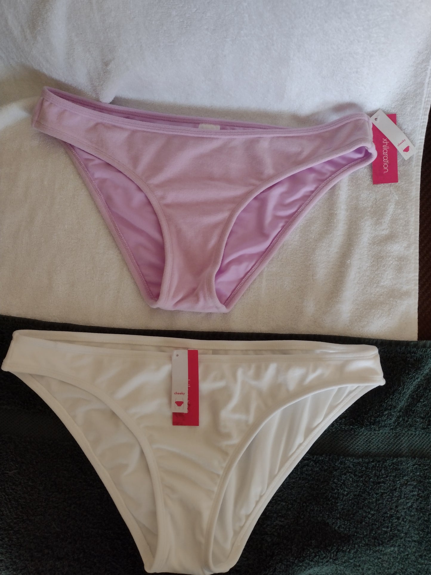 Cheeky Junior Style Bikini Bottoms Size XL (12-14) White/Violet