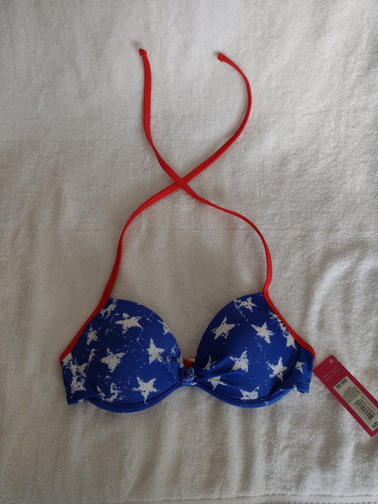 Juniors' Molded Cup Bikini Tops by Xhilaration XS (00) and S (0-2) Red Blue